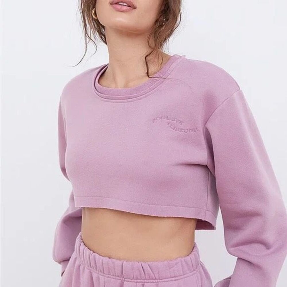 NWT For Love And Lemons Josie Lavender Cropped Sweatshirt Size XS